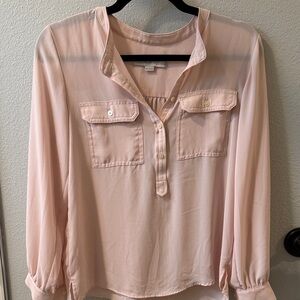 LOFT Light Pink Blouse with Button Detail